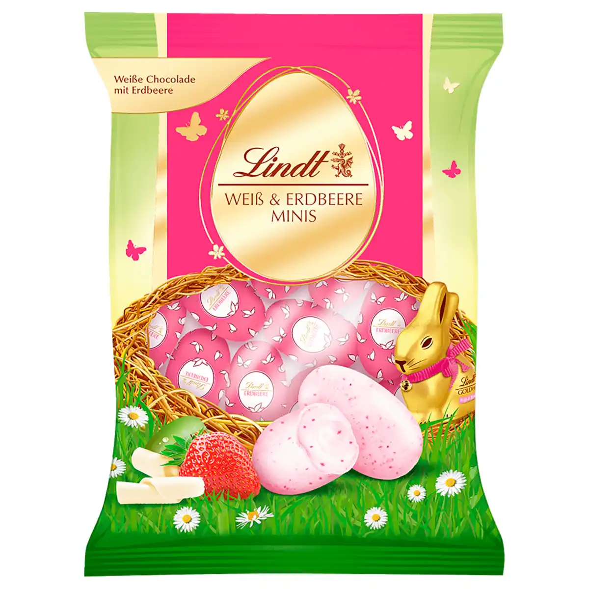 Bild 1 von Lindt Schoko-Eier Minis Weiß & Erdbeere 100g