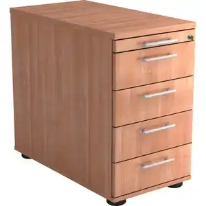 Venda Anstellcontainer, Nussbaum, Kunststoff, 5 Schublade(n) Schubladen, 42.8x72-76x80 cm, Fsc, DIN EN ISO 14001, Beimöbel erhältlich, Arbeitszimmer, Container, Anstellcontainer