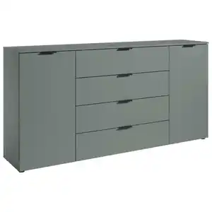 Carryhome Sideboard, Salbeigrün, Kunststoff, 2 Fächer, 4 Schublade(n) Schubladen, 180x90x40 cm, Typenauswahl, Beimöbel erhältlich, Wohnzimmer, Kommoden & Sideboards, Sideboards