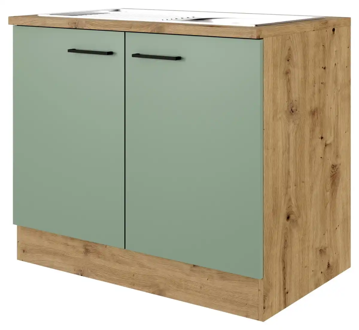 Bild 1 von Spülmaschinenschrank Cara ca. 100x85x57 cm Grün/Eiche, Eiche Artisan, Schilfgrün