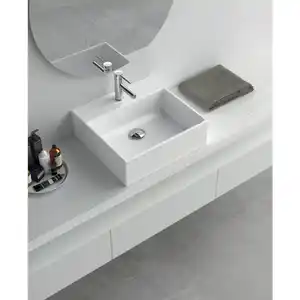 Novel Waschbecken Erto, Weiß, Keramik, 50x16x48 cm, Made in Italy, Badezimmer, Waschbecken & Armaturen, Waschbecken