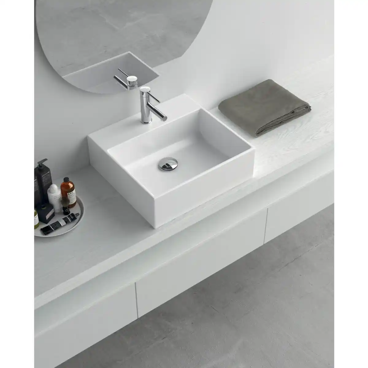 Bild 1 von Novel Waschbecken Erto, Weiß, Keramik, 50x16x48 cm, Made in Italy, Badezimmer, Waschbecken & Armaturen, Waschbecken