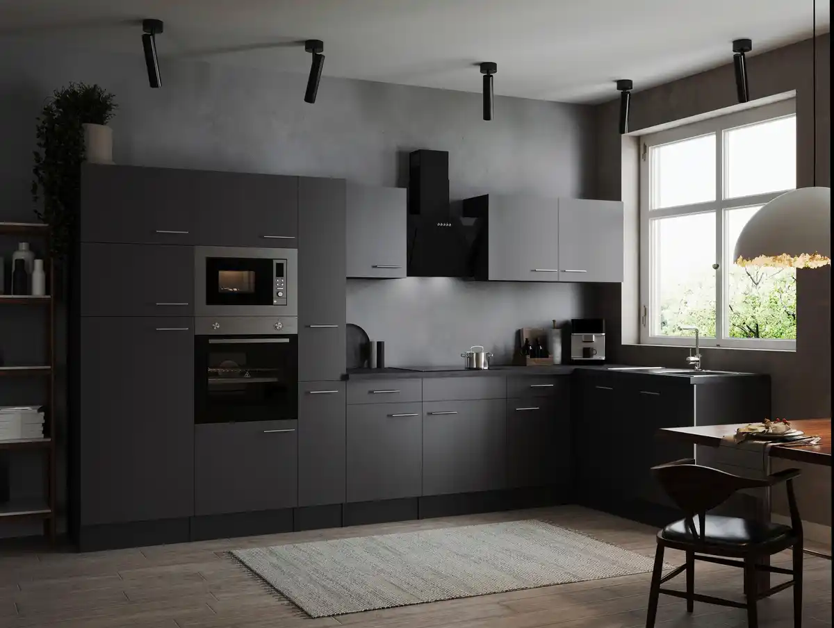 Bild 1 von Eckküche Oliver m. Geräten ca. 370x172cm Grau, Grau