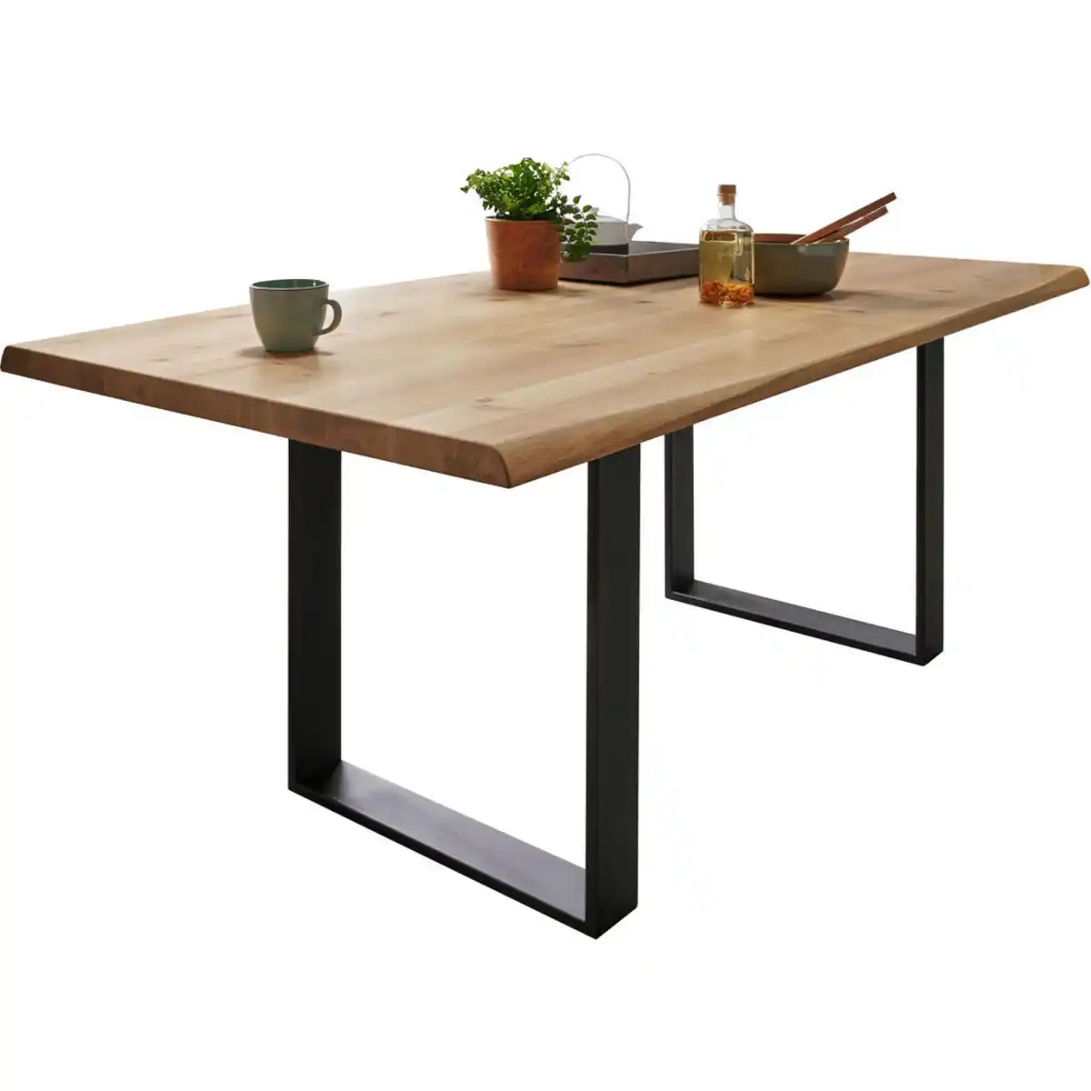 Bild 1 von Linea Natura Esstisch, Schwarz, Wildeiche, Holz, Wildeiche, massiv, rechteckig, U-Form, 100x75x180 cm, Fsc, in verschiedenen Größen erhältlich, Gestellauswahl, Holzmöbel, Holztische, Esstische Ho