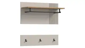 Wandgarderobe Paneele beige Eiche 80 cm - 2-teilig - SLIDE