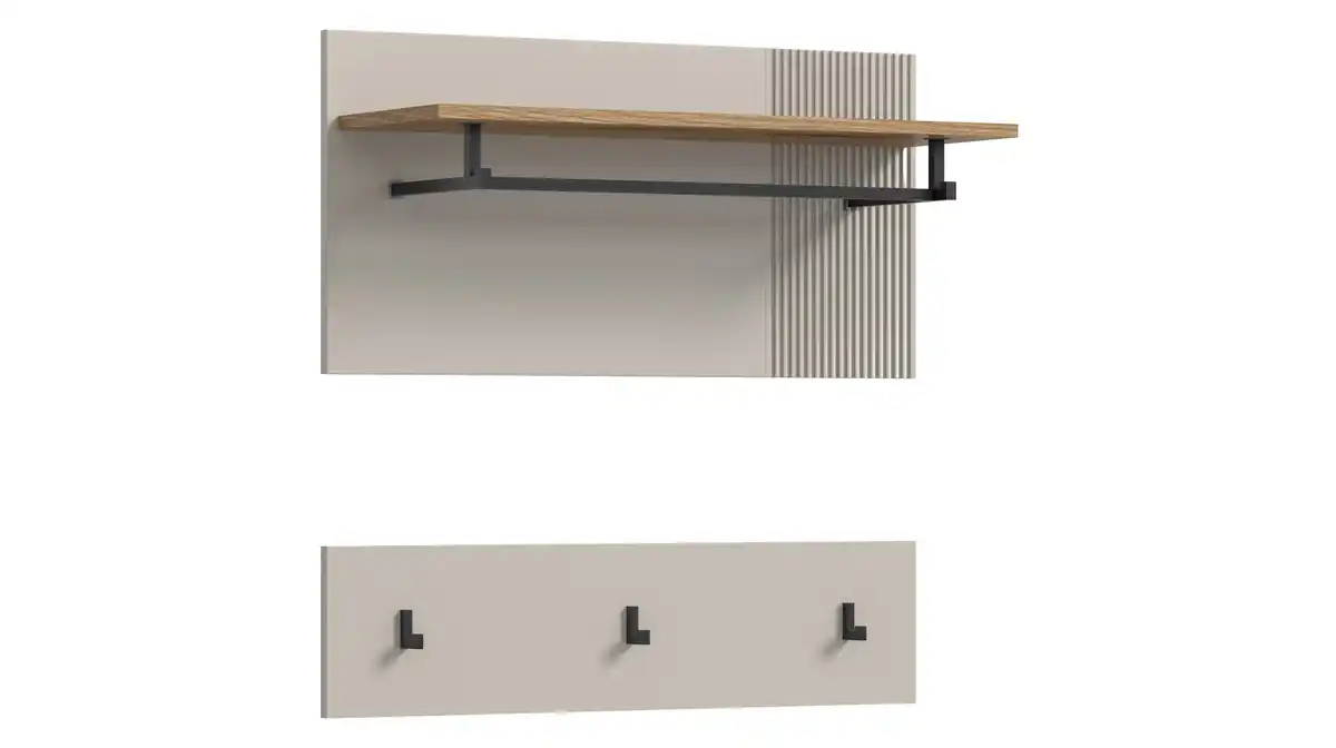 Bild 1 von Wandgarderobe Paneele beige Eiche 80 cm - 2-teilig - SLIDE
