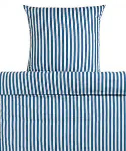 Gestreifte Seersucker-Bettwäsche, blau gestreift