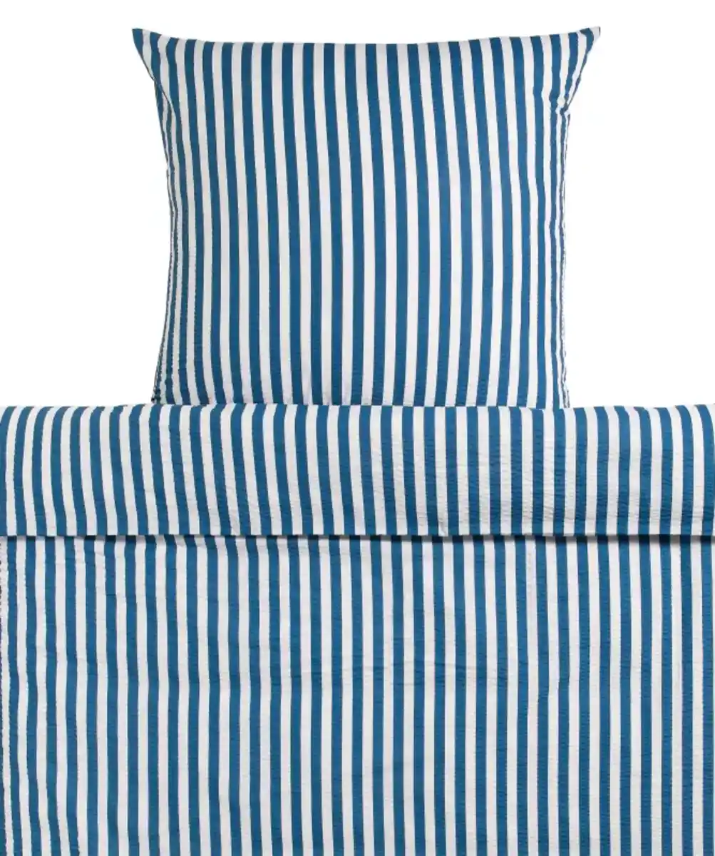 Bild 1 von Gestreifte Seersucker-Bettwäsche, blau gestreift