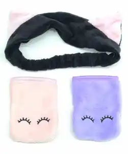 Kosmetik-Set mit Katzenohren-Stirnband und Handschuhen, pink