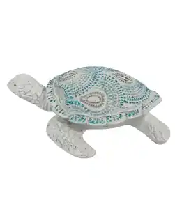 Deko-Schildkröte maritim, weiß/blau