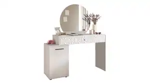 Schminktisch weiß hochglanz 117 cm - mit Spiegel - PRISMA