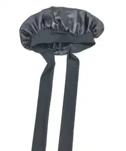 Schlafhaube mit Bindebändern, schwarz