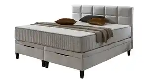Boxbett 180 x 200 cm grau Stoffbezug mit Bettkasten - LORENTIS