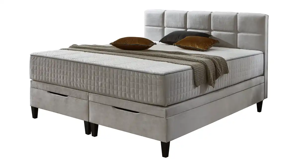Bild 1 von Boxbett 180 x 200 cm grau Stoffbezug mit Bettkasten - LORENTIS