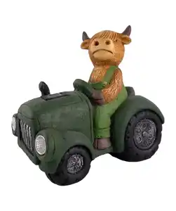 Solarleuchte Rind im Traktor, bunt