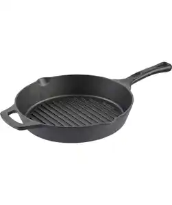 Gusseisen-Bratpfanne für BBQ und Küche Ø 27,5 cm, schwarz