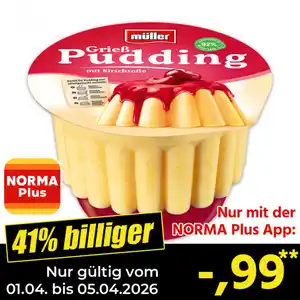 Müller Pudding mit Soße