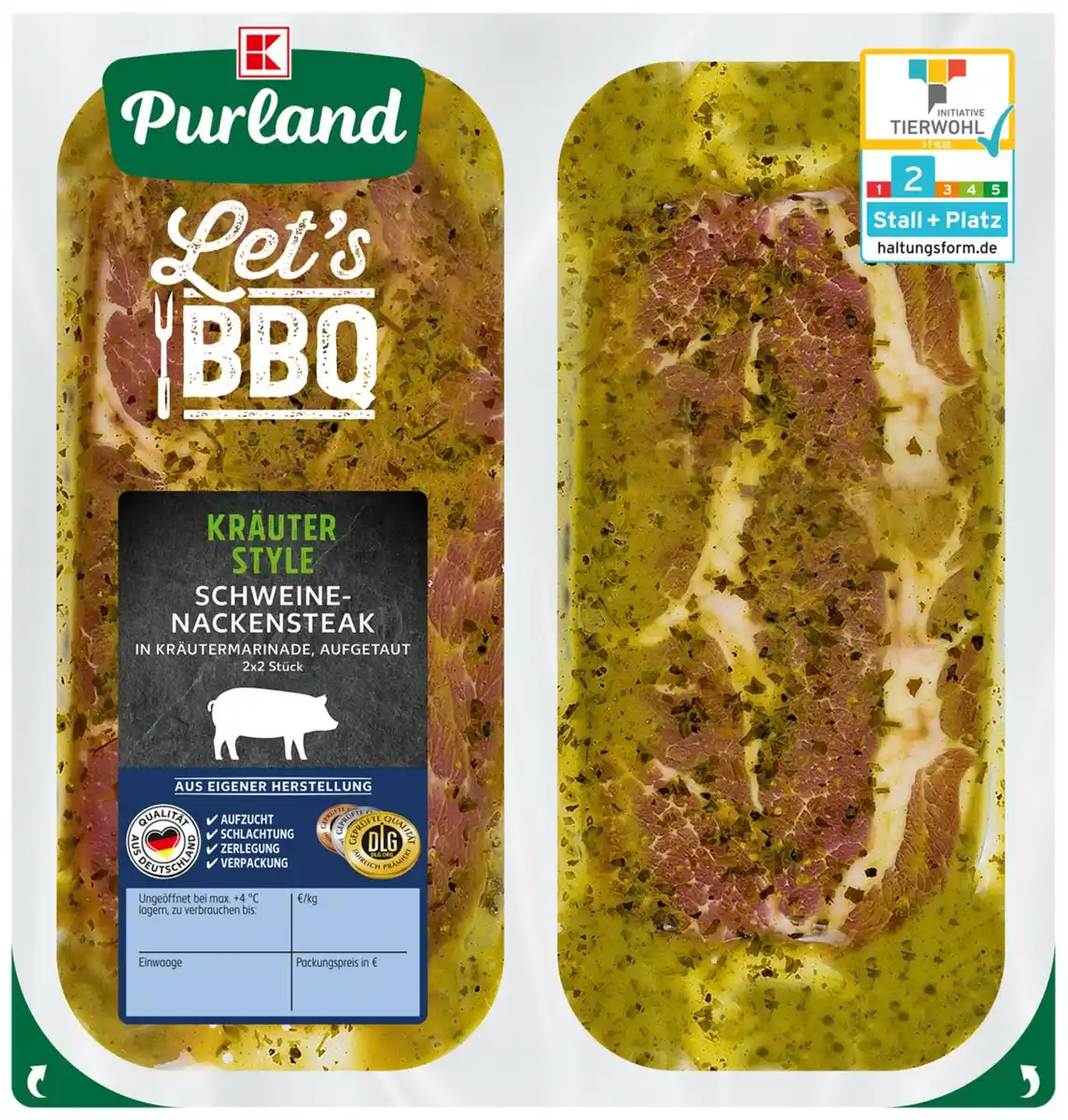 Bild 1 von K-PURLAND Steak Kräuter Style vom Schweinenacken/-kamm, 750-g-Packg.