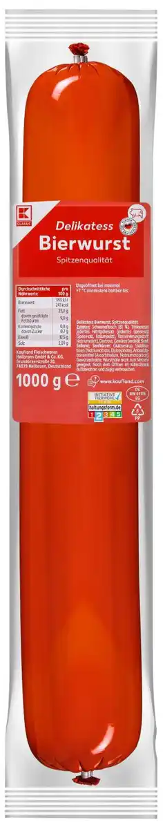 Bild 1 von K-CLASSIC Bierwurst, 1-kg-Stück