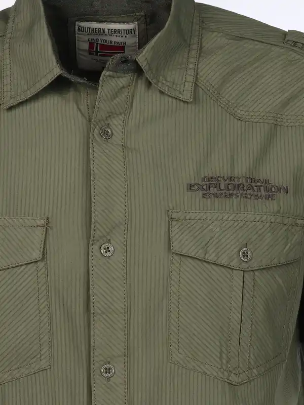 Bild 3 von Herren Freizeithemd mit kurzem Arm Oliv