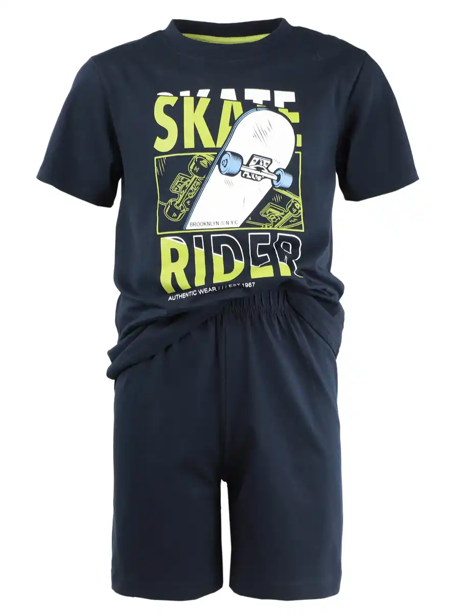 Bild 2 von Jungen Shorty Schlafanzug mit Print Blau