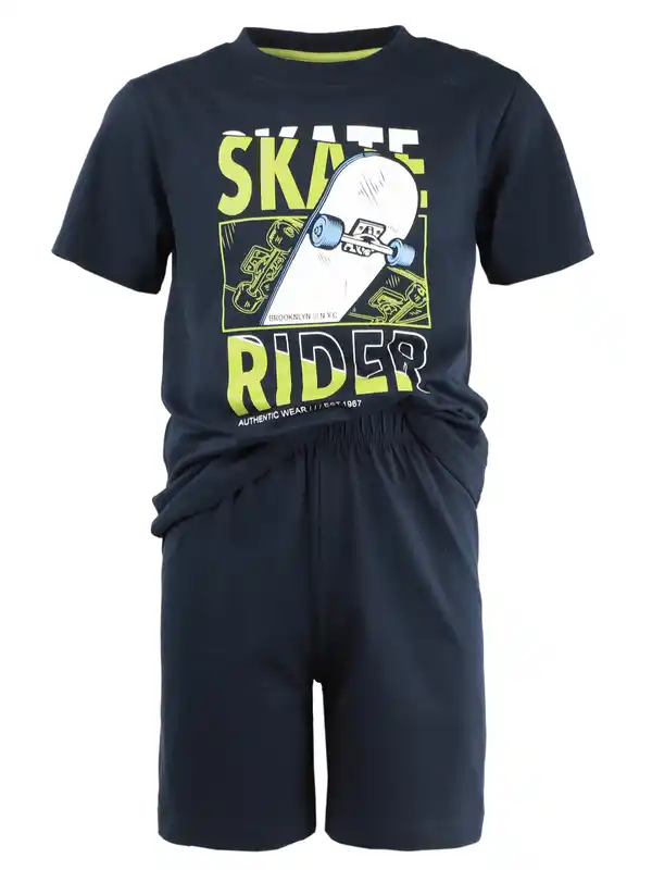 Bild 2 von Jungen Shorty Schlafanzug mit Print Blau