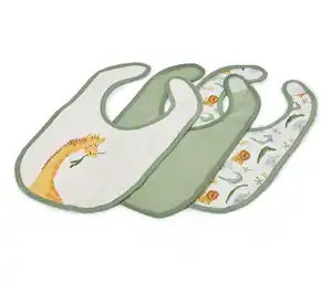 3 Baumwoll-Baby-Lätzchen mit Tiermotiven