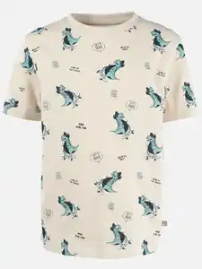 Jungen Shirt mit Alloverprint Beige