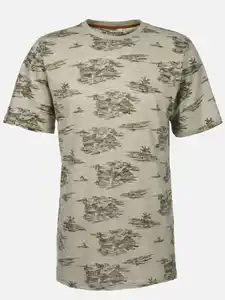 Herren Shirt mit Streifen und Palmen Grün
