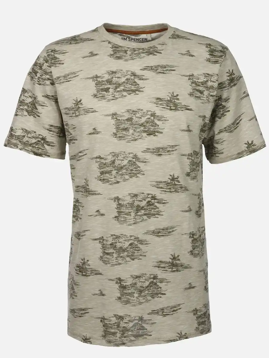 Bild 1 von Herren Shirt mit Streifen und Palmen Grün