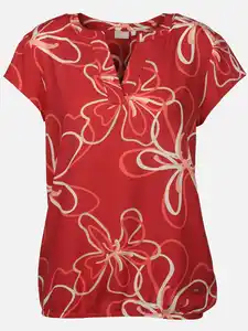 Damen Schlupfbluse mit Alloverprint Rot