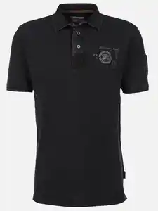 Herren Poloshirt mit vielen Details Schwarz