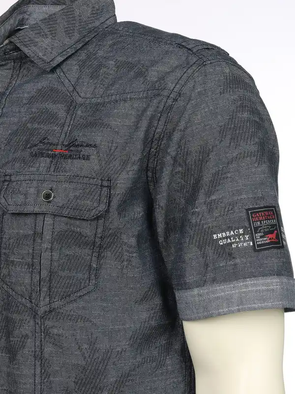 Bild 3 von Herren Freizeithemd mit kurzen Ärmeln Blau