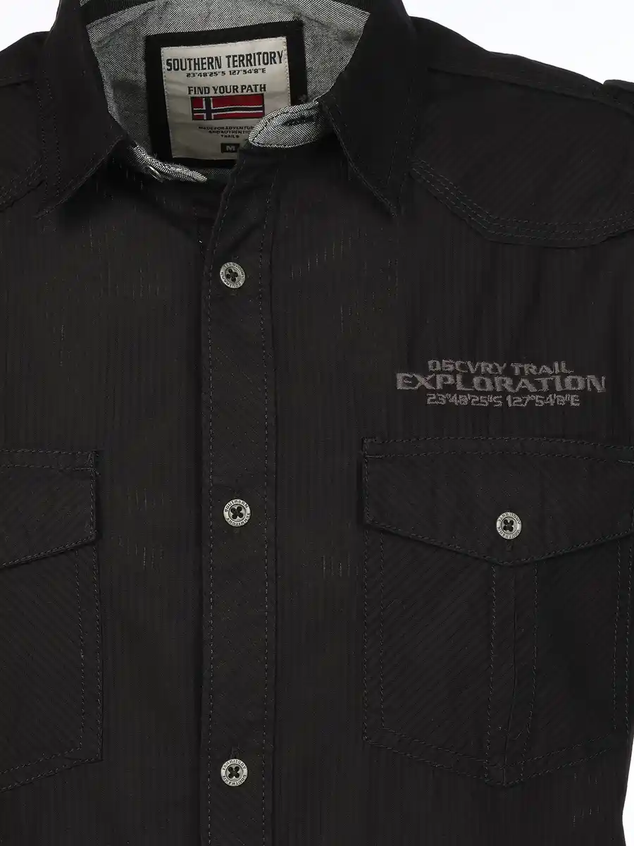 Bild 3 von Herren Freizeithemd mit kurzem Arm Schwarz