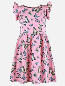 Mädchen Kleid mit Minimalprint Rosa