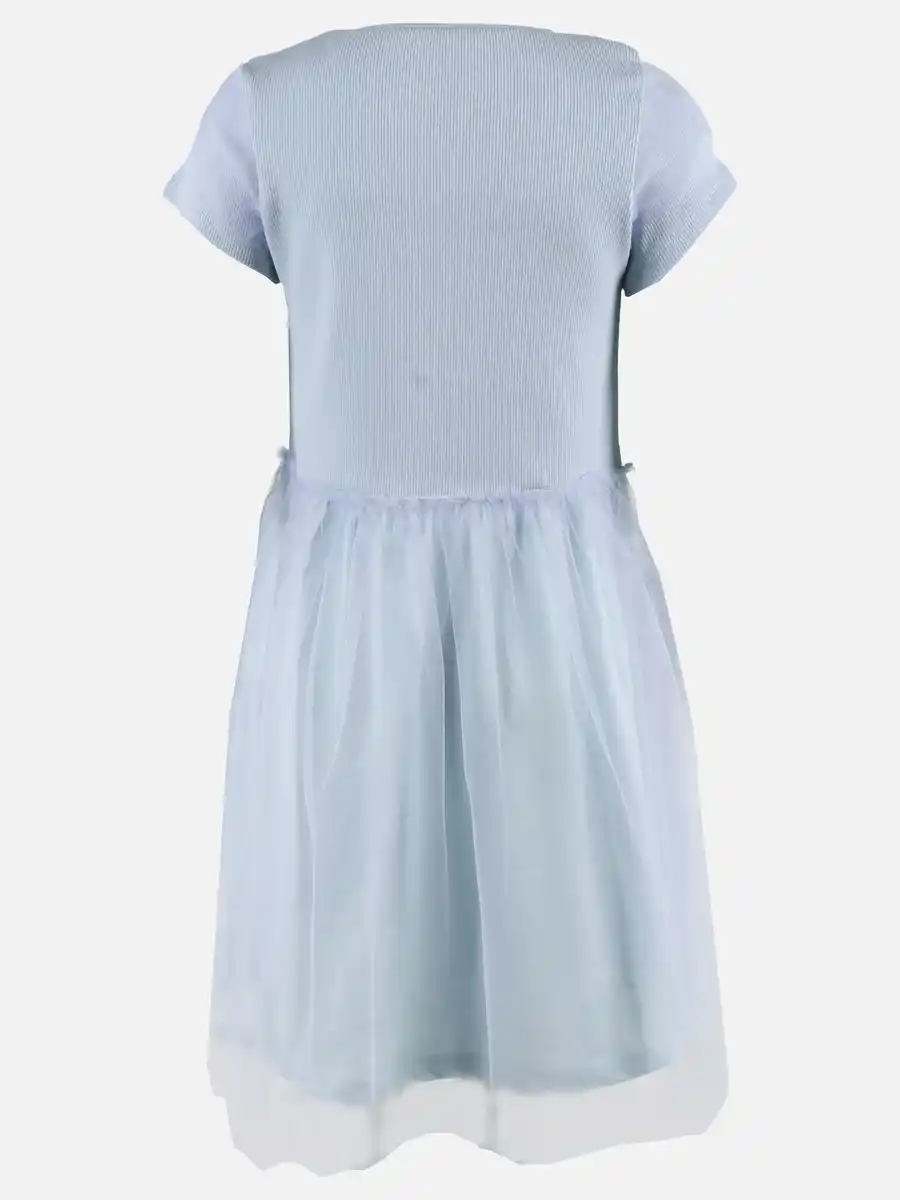 Bild 2 von Mädchen Kleid mit Hasenprint und Chiffonüberrock Blau