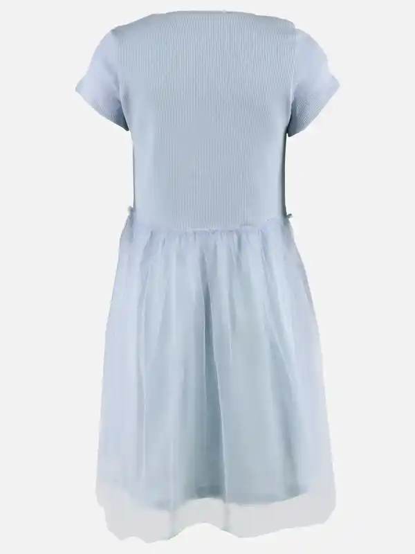 Bild 2 von Mädchen Kleid mit Hasenprint und Chiffonüberrock Blau