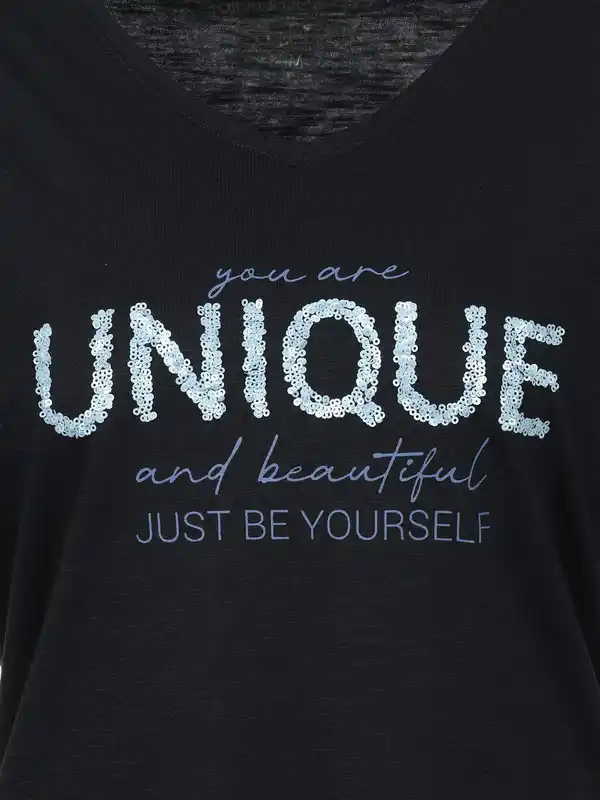 Bild 3 von Damen Shirt mit Print und Pailletten Blau