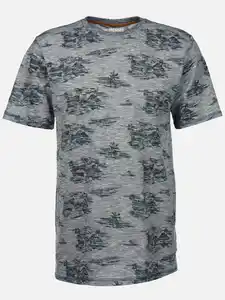 Herren Shirt mit Streifen und Palmen Blau