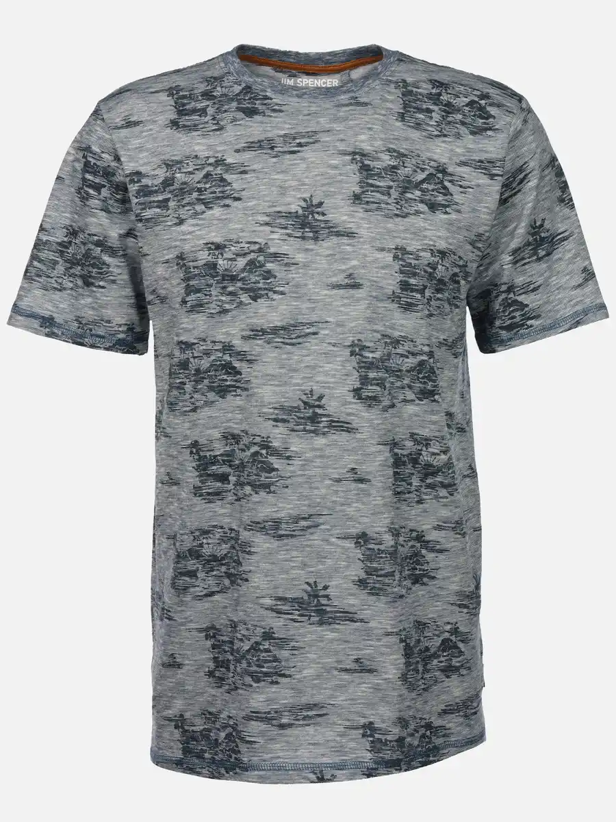 Bild 1 von Herren Shirt mit Streifen und Palmen Blau