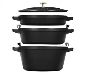 STAUB Gusseisen-Kochtopfset »Stackable«, schwarz