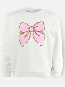 Mädchen Set, 2tlg., Sweaty mit Paillettenprint und Haarschleife Weiß