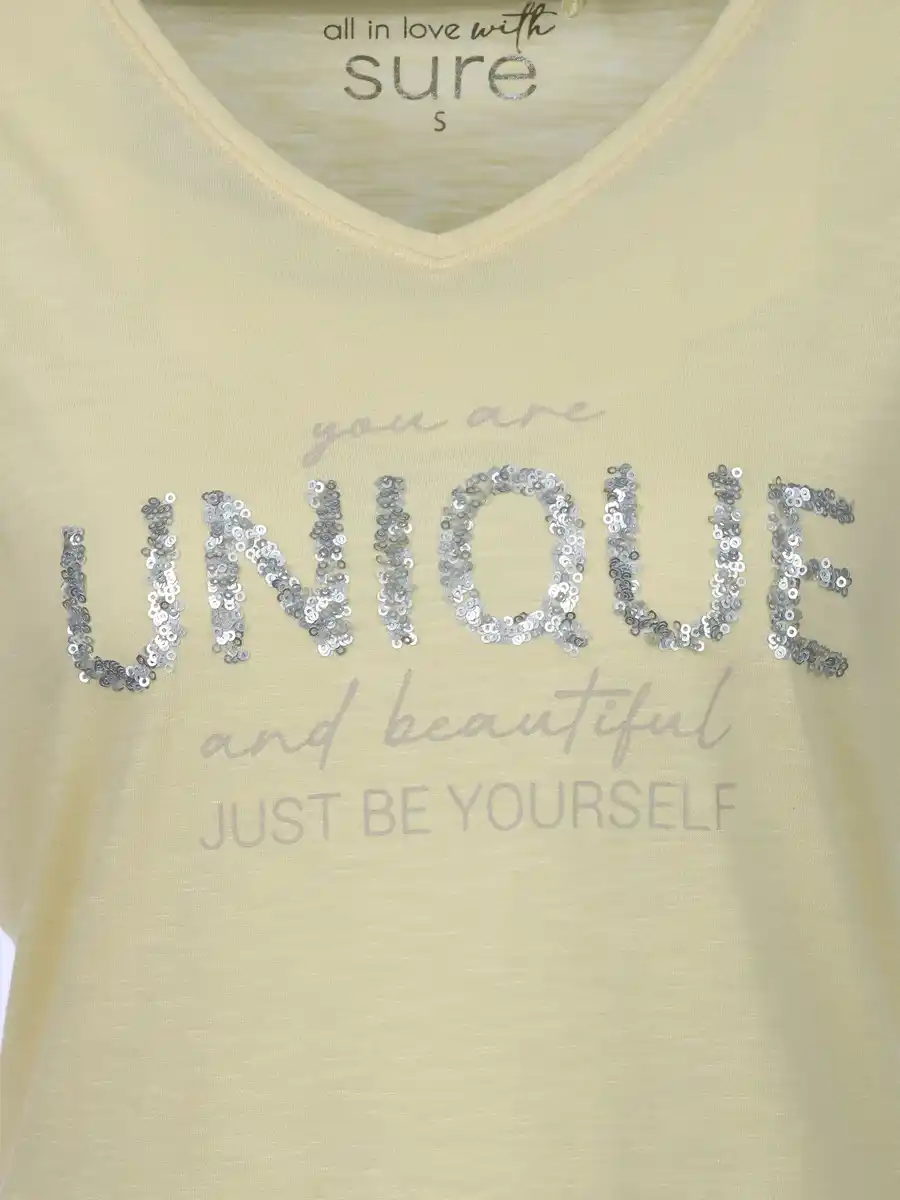 Bild 3 von Damen Shirt mit Print und Pailletten Gelb