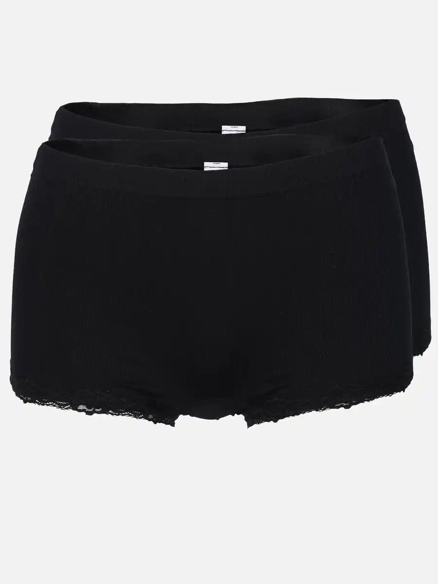 Bild 1 von Damen Panty seamless im 2er Pack mit Ripp und Spitze Schwarz