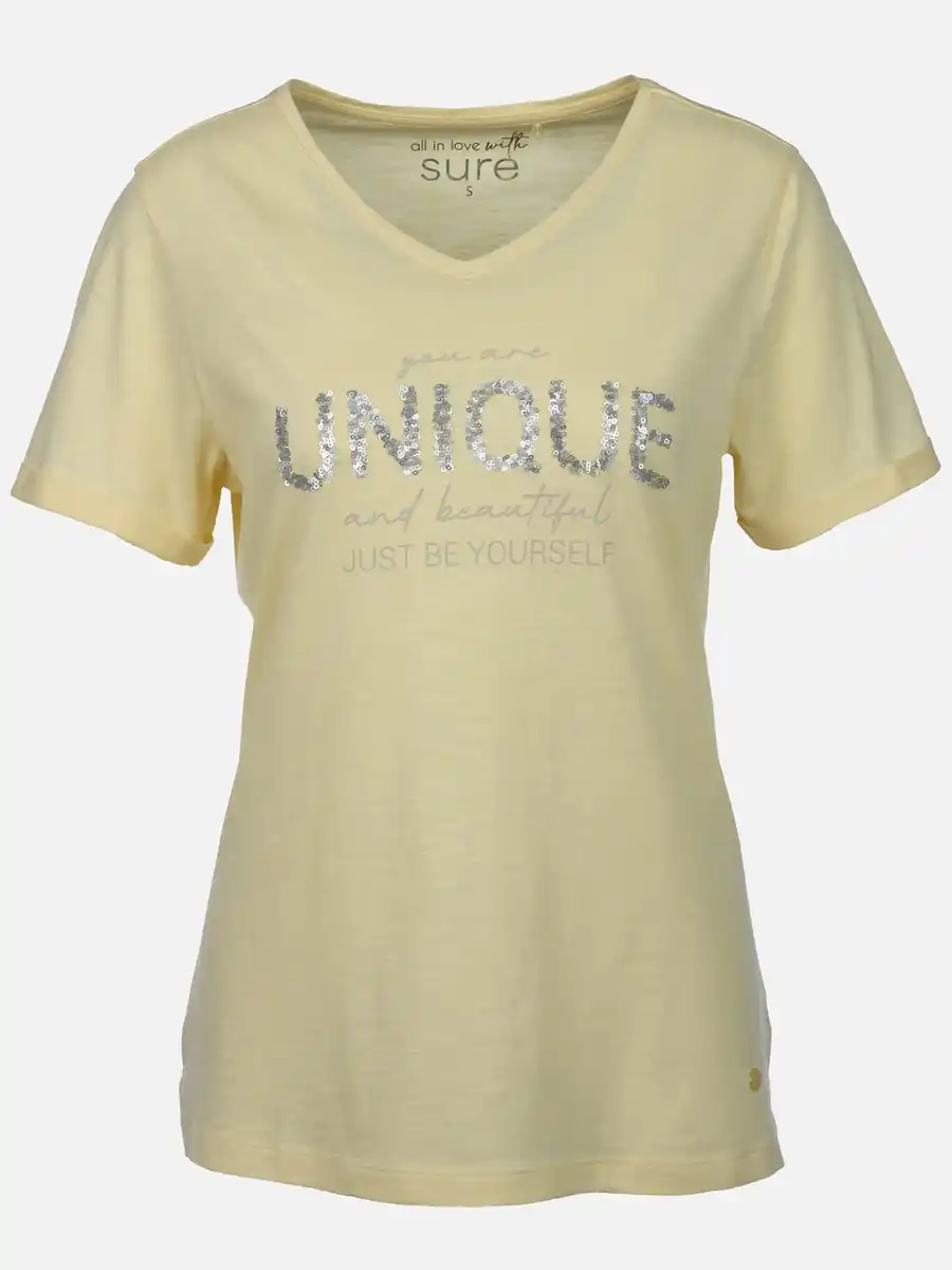 Bild 1 von Damen Shirt mit Print und Pailletten Gelb