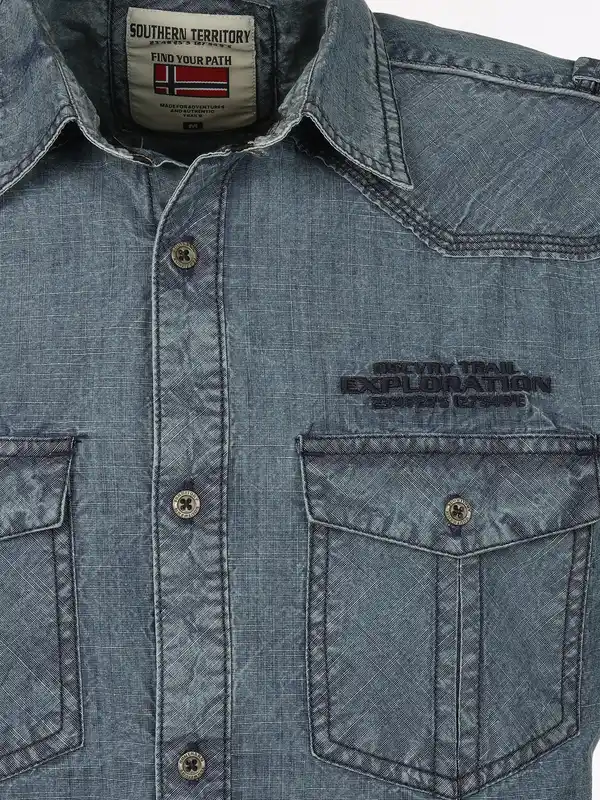 Bild 3 von Herren Freizeithemd mit kurzem Arm Blau