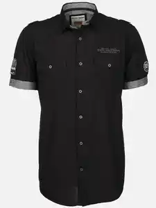 Herren Freizeithemd mit kurzem Arm Schwarz