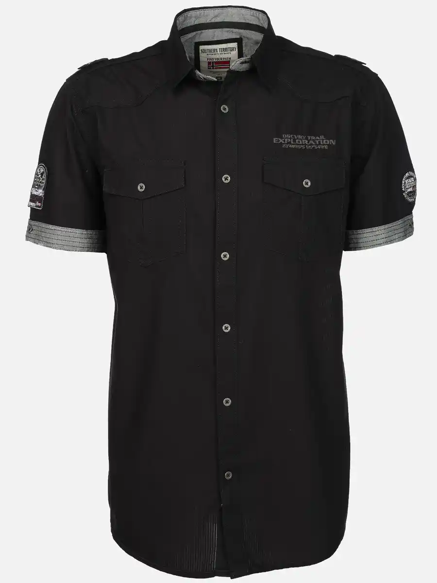 Bild 1 von Herren Freizeithemd mit kurzem Arm Schwarz