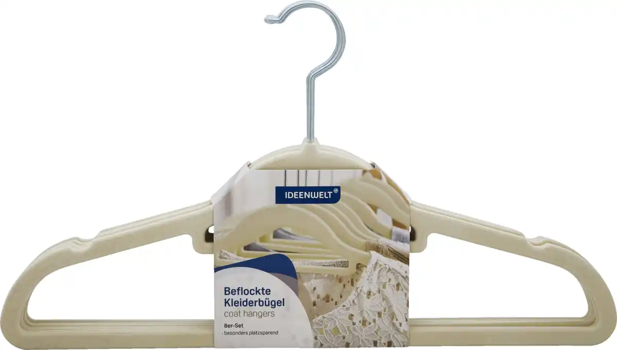 Bild 1 von IDEENWELT IdeenW BEFLOCKTE KLEIDERBÜGEL 8ER BEIGE