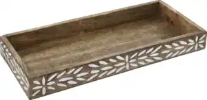 IDEENWELT MANGOHOLZTABLETT BLÜTENBLÄTTER